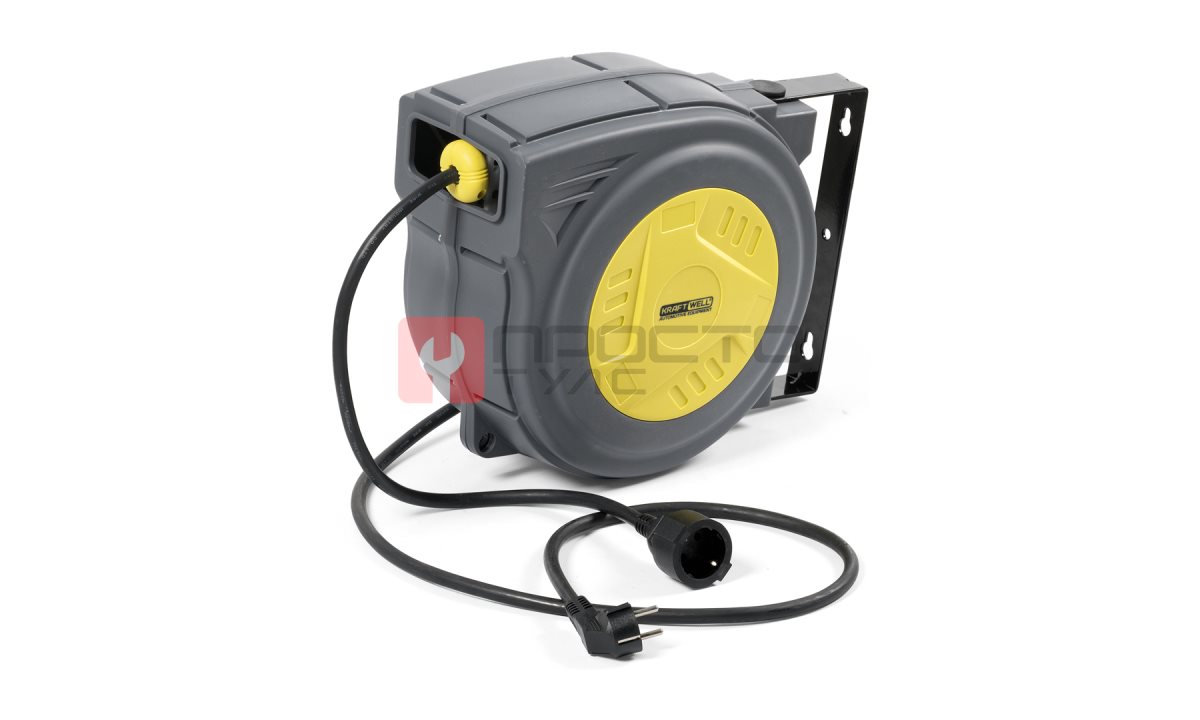  KraftWell KRW1731E1 Катушка электрическая, 15 м., 220 В, 3х2,5 мм2 автосмотка (0)