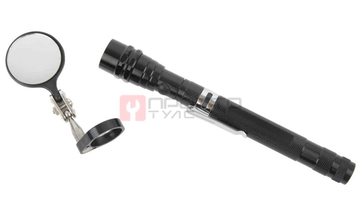  WDK-65453 Фонарик инспекционный на гибкой рукоятке с зеркалом и магнитом, 170-550 мм (0)