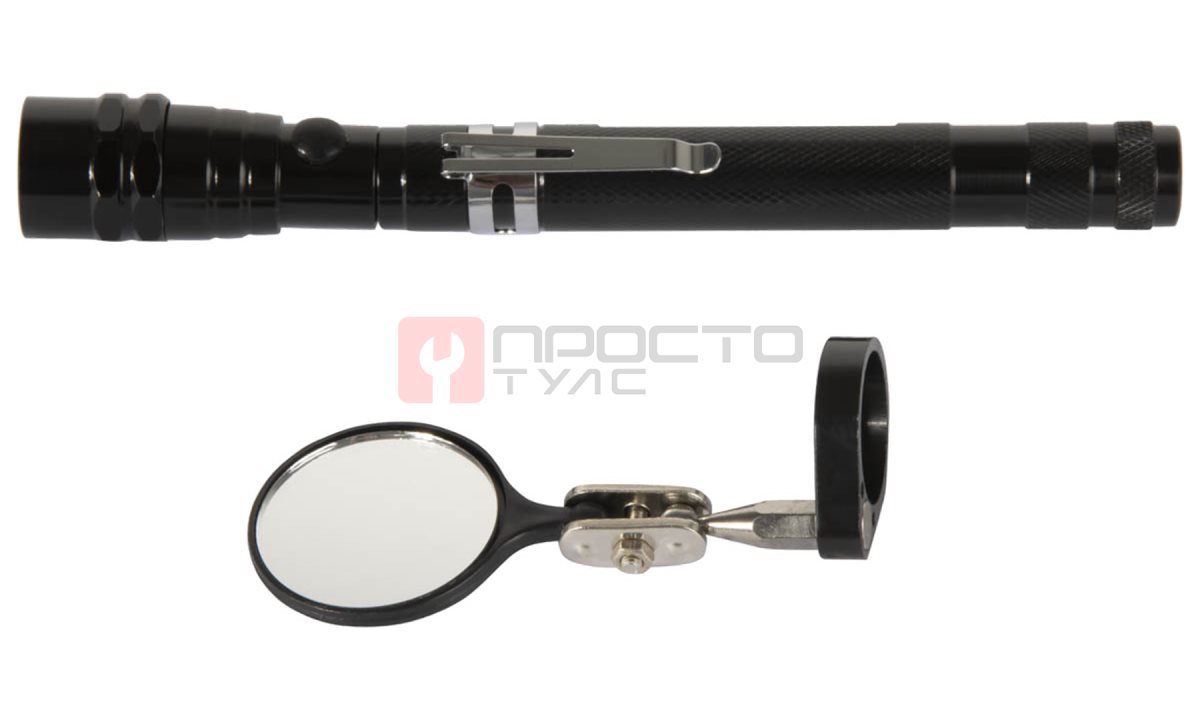  WDK-65453 Фонарик инспекционный на гибкой рукоятке с зеркалом и магнитом, 170-550 мм (1)