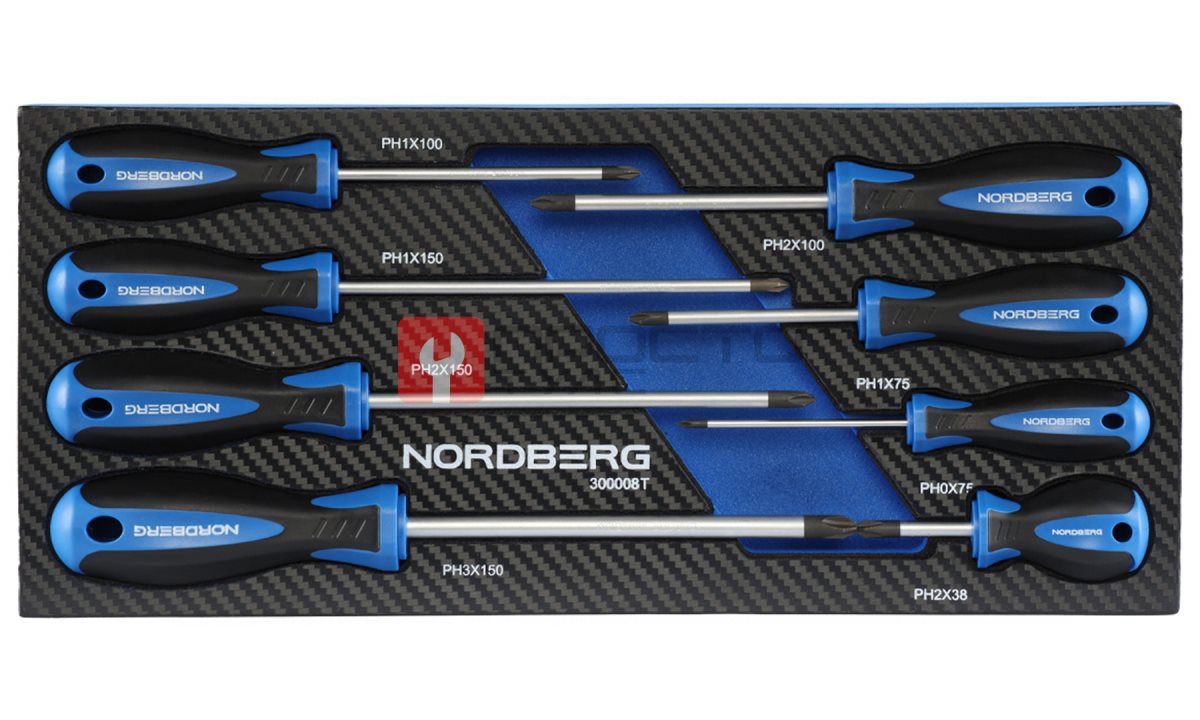  Набор отверток крестовых в ложементе, 8 предметов NORDBERG 300008T (0)