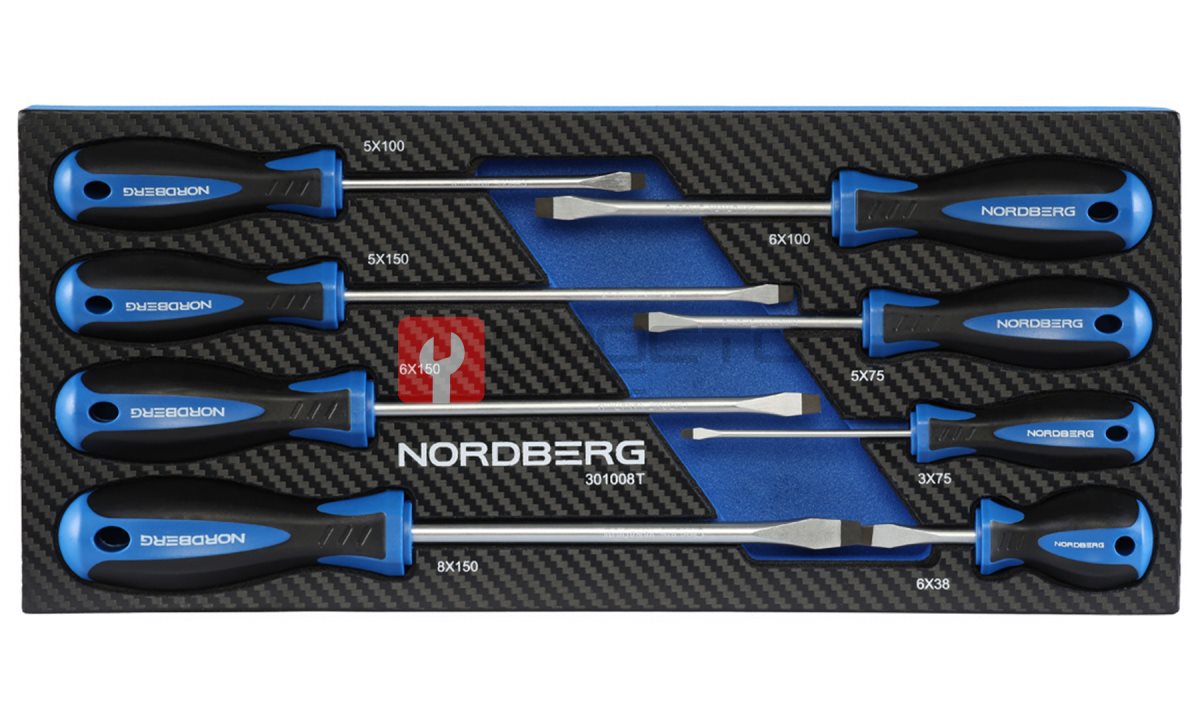  Набор отверток шлицевых в ложементе, 8 предметов NORDBERG 301008T (0)