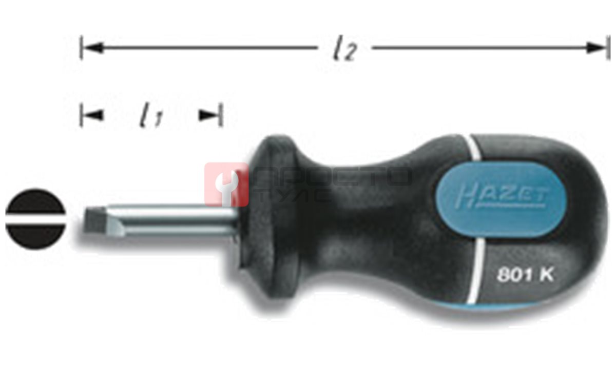  Отвёртка короткая 5,5х25 мм HAZET 801K-55 (0)