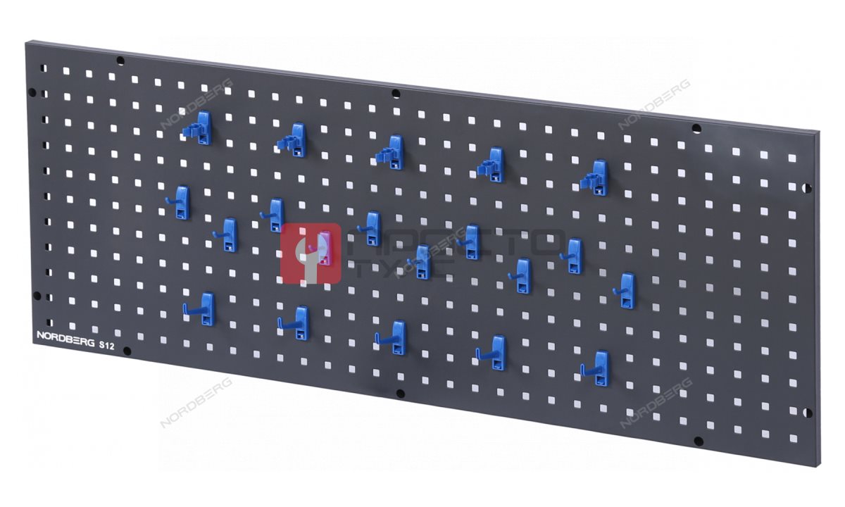  Перфорированная панель 1200x450 мм с набором крюков NORDBERG S12 (0)