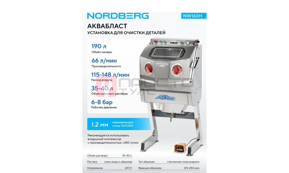  Установка из нержавеющей стали для мойки деталей NORDBERG NW160H (1)