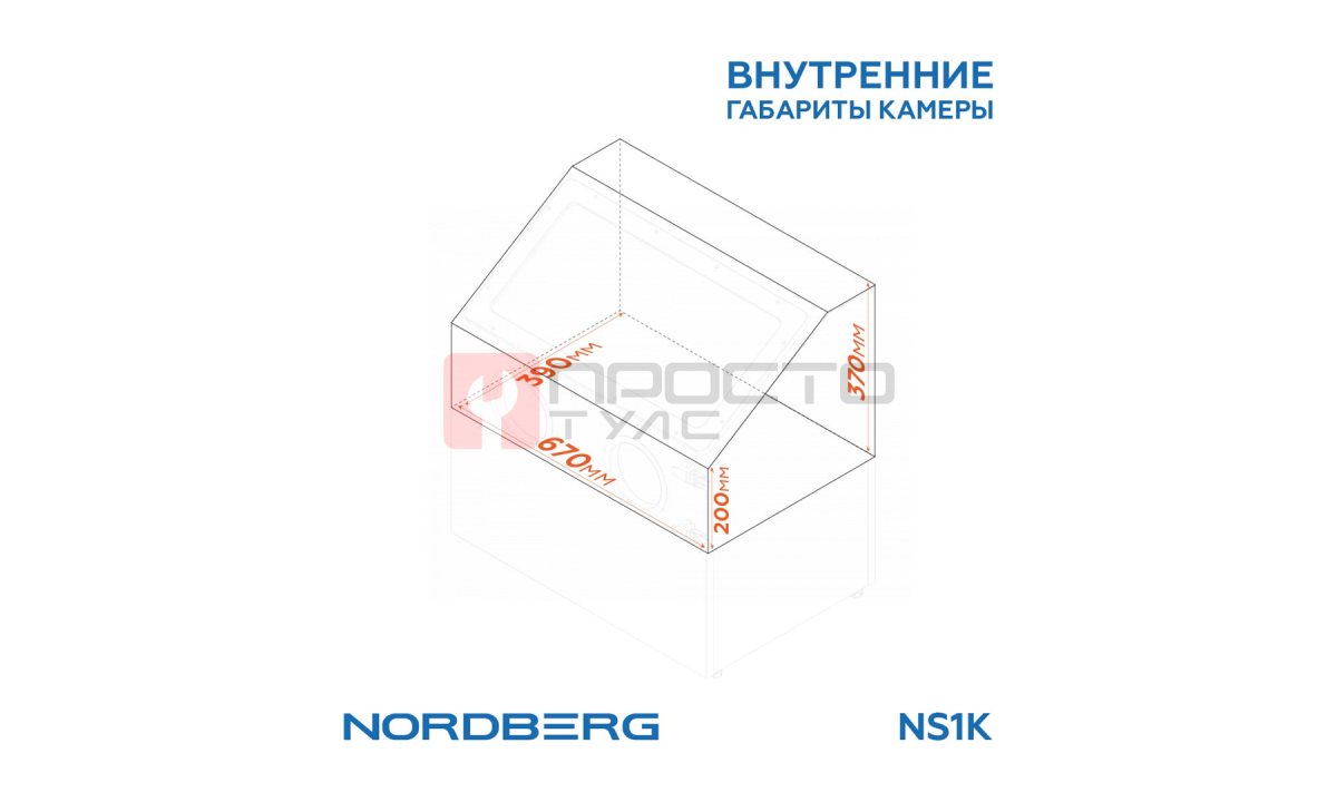  NORDBERG Камера пескоструйная NS1K настольная, боковая загрузка 110 л (1)