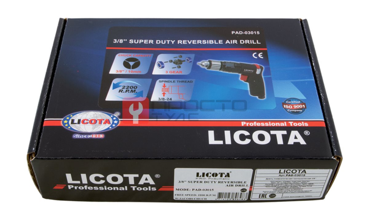  Licota PAD-03015 Дрель пневматическая промышленная 3/8