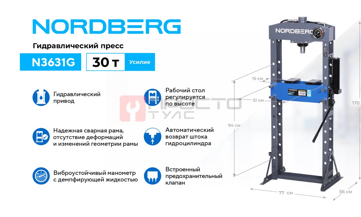  Гидравлический пресс, 30 т NORDBERG N3631G (1)