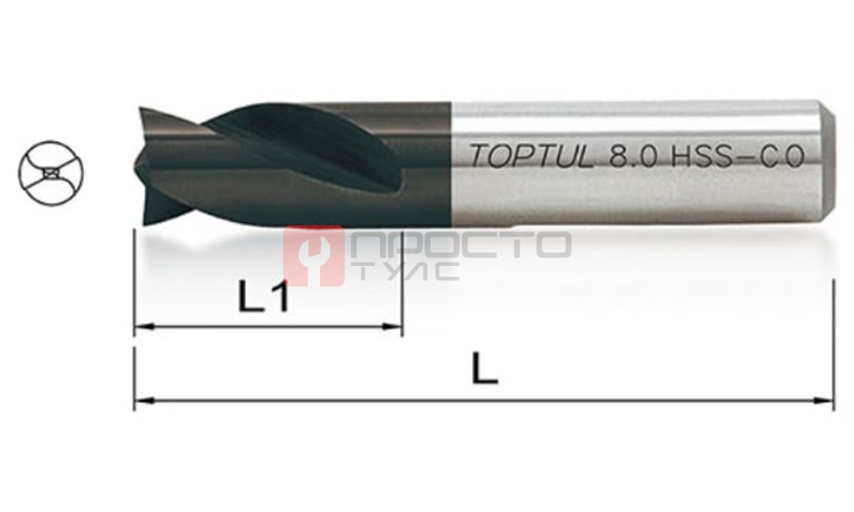  Сверло для высверливания точечной сварки 8 мм L=80 мм TOPTUL JJAX0821 (0)