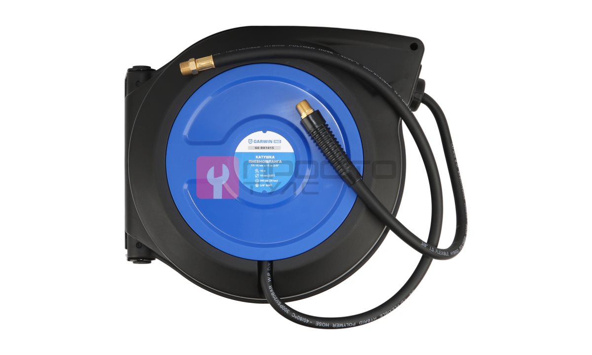  GARWIN INDUSTRIAL GE-RH1015 Катушка для раздачи воздуха (воды) ГП 10 мм, 15 м, пластиковая закрытая, 3/8