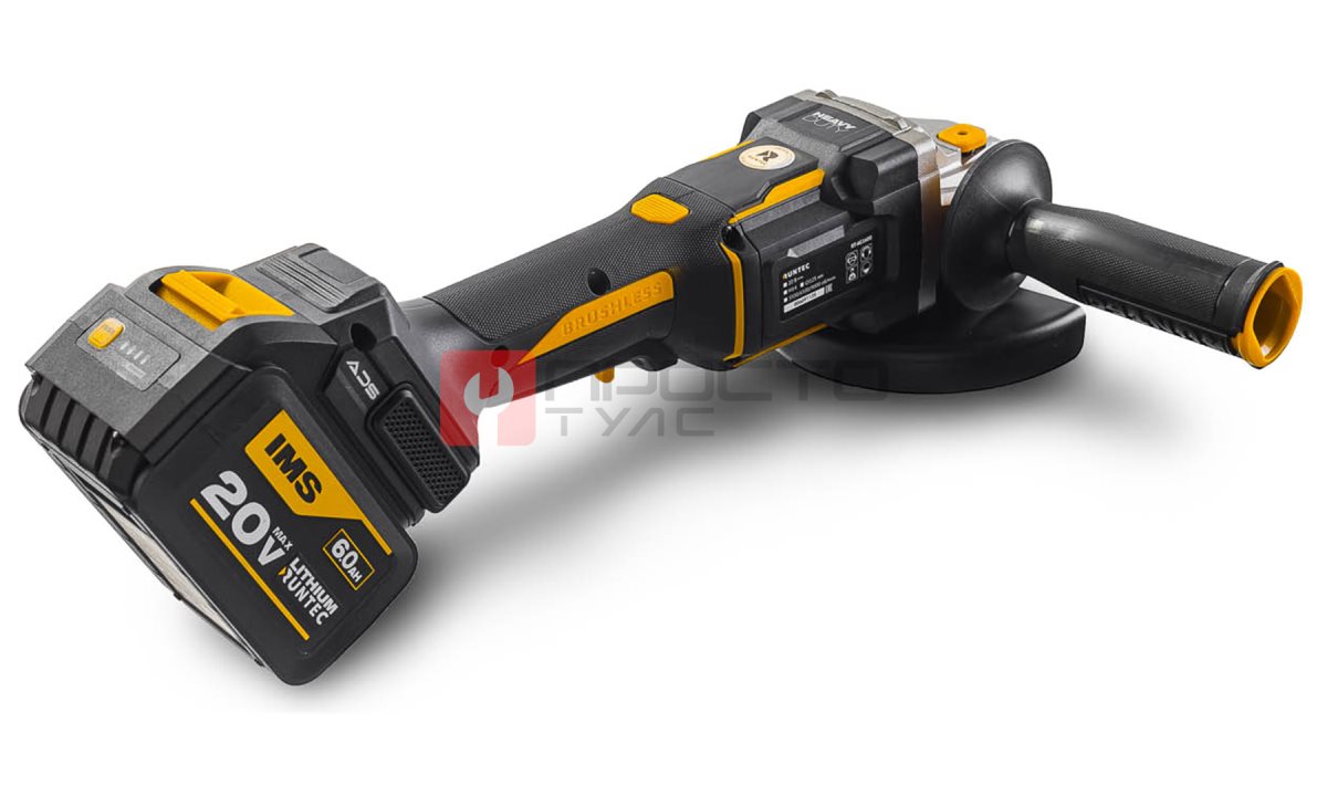  RUNTEC RT-AG1600 Шлифмашина угловая аккумуляторная RUNTEC PRO 125 мм, 20В, 2*6Ач, 1600Вт (1)