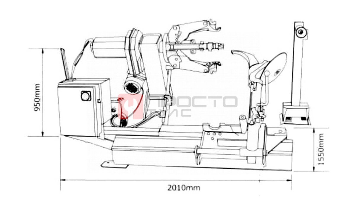  Станок шиномонтажный 380V для грузовых машин, зажимы 14-26