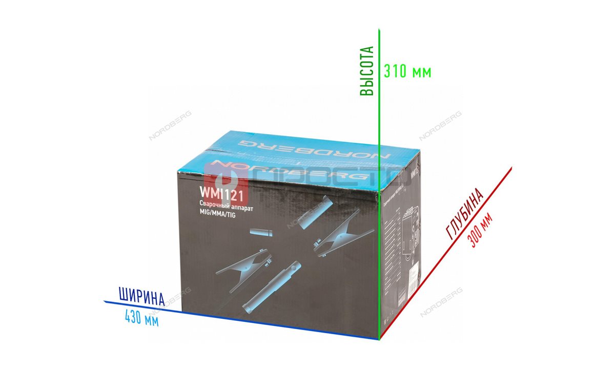 Аппарат сварочный инверторный MIG/TIG/MMA, 220V NORDBERG WMI121 (1)