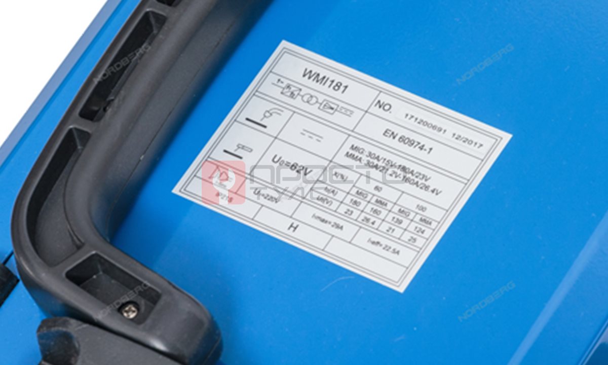  NORDBERG АППАРАТ СВАРОЧНЫЙ WMI181 инверторный MIG+MMA, 220V (1)