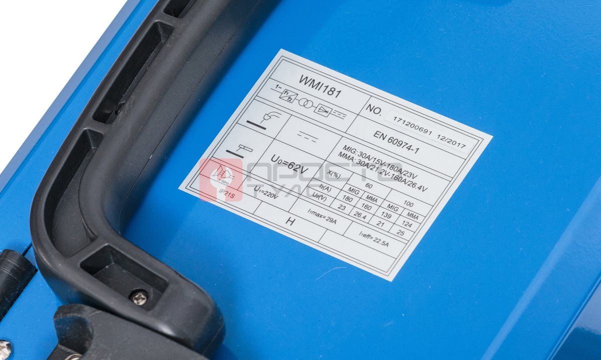  Аппарат сварочный инверторный MIG+MMA, 220 В NORDBERG WMI181 (1)