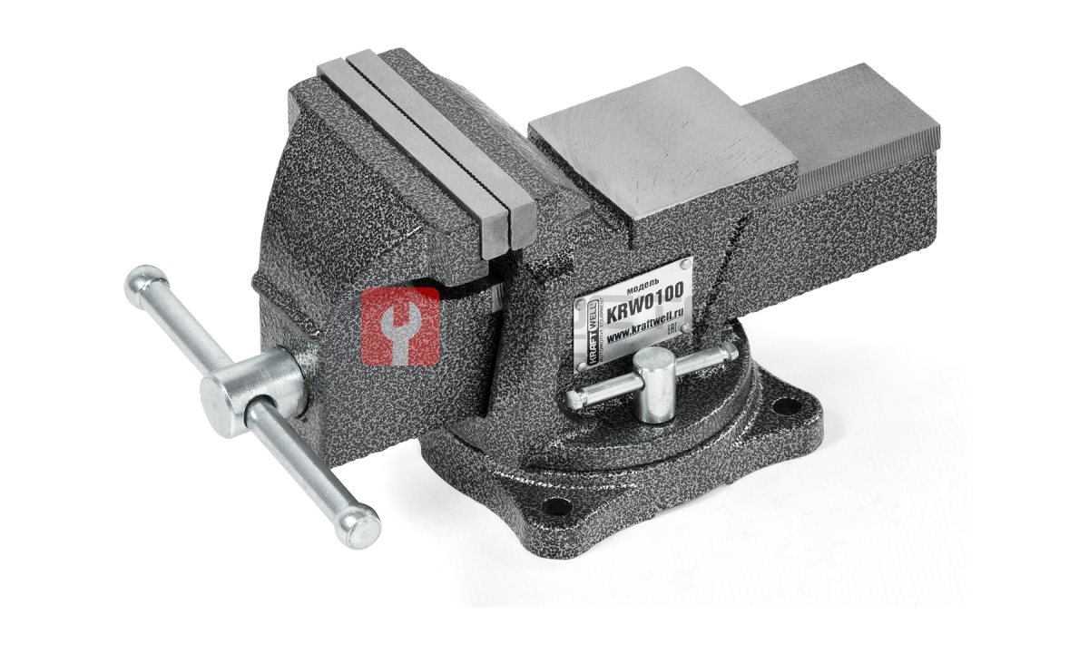  KraftWell KRW0100 Тиски слесарные вращающиеся 100 мм (0)