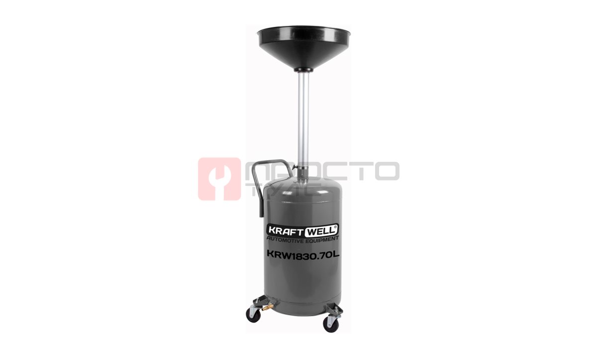  KraftWell KRW1830.70L Установка для слива масла/антифриза с круглой подъемной ванной, мобильная, объем 70 л (0)