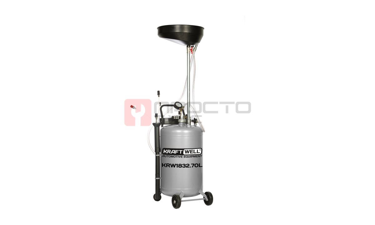  KraftWell KRW1832.70L Установка для слива и откачки масла/антифриза с круглой подъемной ванной, мобильная, объем 70 л (0)