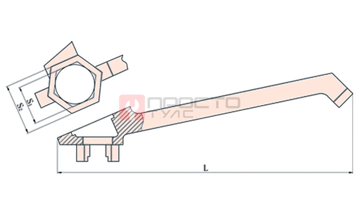  GARWIN INDUSTRIAL GSS-VSA02 Ключ для пробок искробезопасный 38х52 мм, длина 300 мм (1)