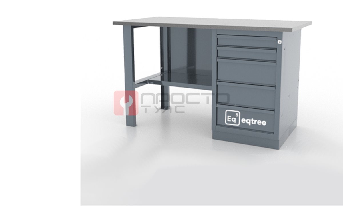  Верстак однотумбовый, с 5 ящиками, 1390 х 686 х 845 мм, eqtree™, SAFE105-A (0)