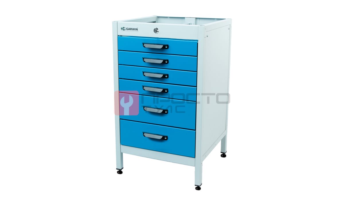  GARWIN PRO MST-T6-7035-5015 Тумба 6 ящиков Standart, без крышки, светло-серый каркас, светло-синие ящики, 7035+5015 (0)