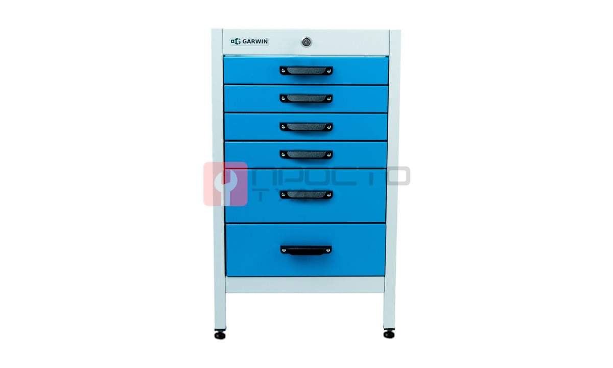  GARWIN PRO MST-T6-7035-5015 Тумба 6 ящиков Standart, без крышки, светло-серый каркас, светло-синие ящики, 7035+5015 (1)