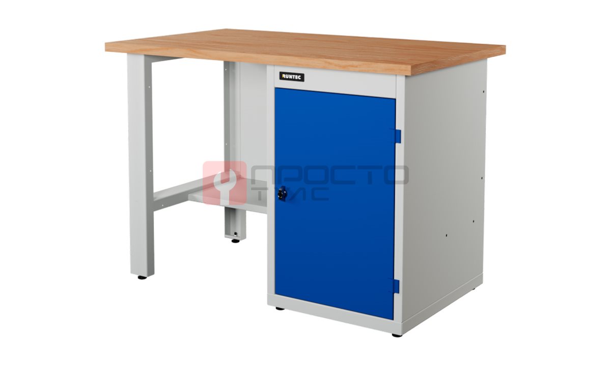  RUNTEC RTI12F-TI0-NI-5005(7035) Верстак серии Industrial, 1200 мм, фанера, тумба с дверью, синий (светло-серый) RAL 5005 (7035) (0)
