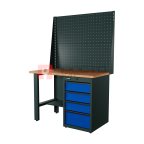  RUNTEC RTI12F-TI4-NI-P12-P12-5005 Верстак серии Industrial, 1200 мм, фанера, тумба с 4-мя ящиками, экран 1000, синий RAL 5005 мни (0)