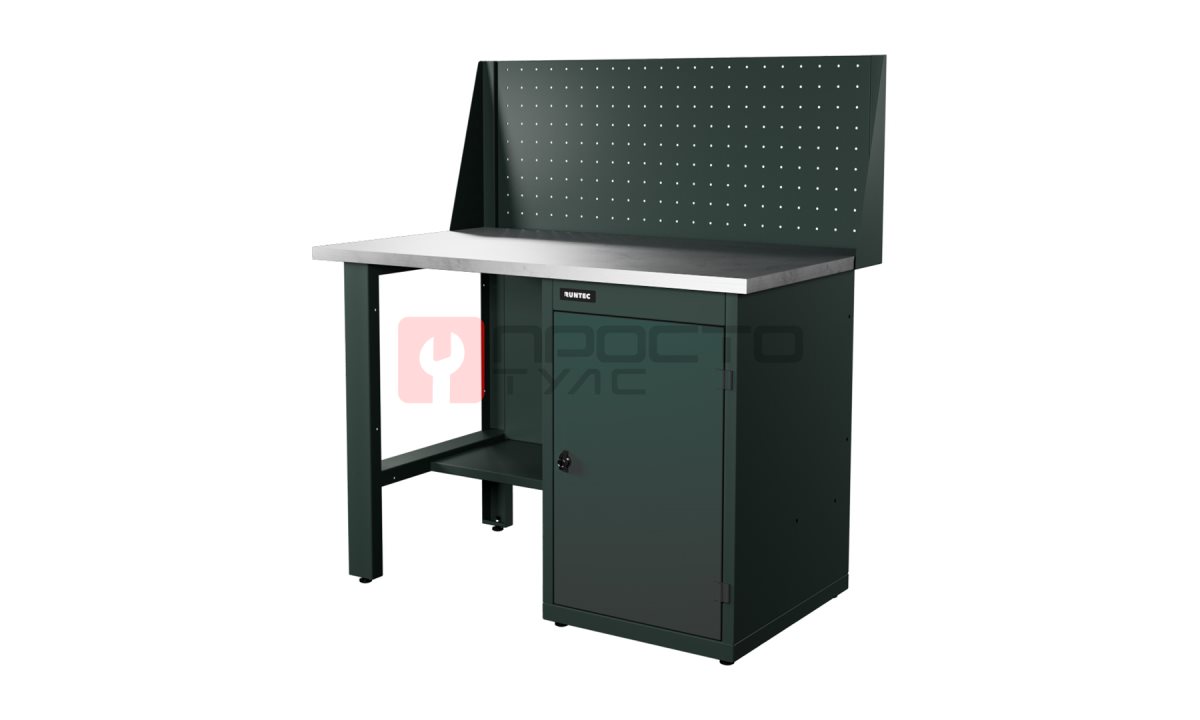  RUNTEC RTI12Z-TI0-NI-P12-7016 Верстак серии Industrial, 1200 мм, оцинк., тумба с дверью, экран 500, серый RAL 7016 (0)