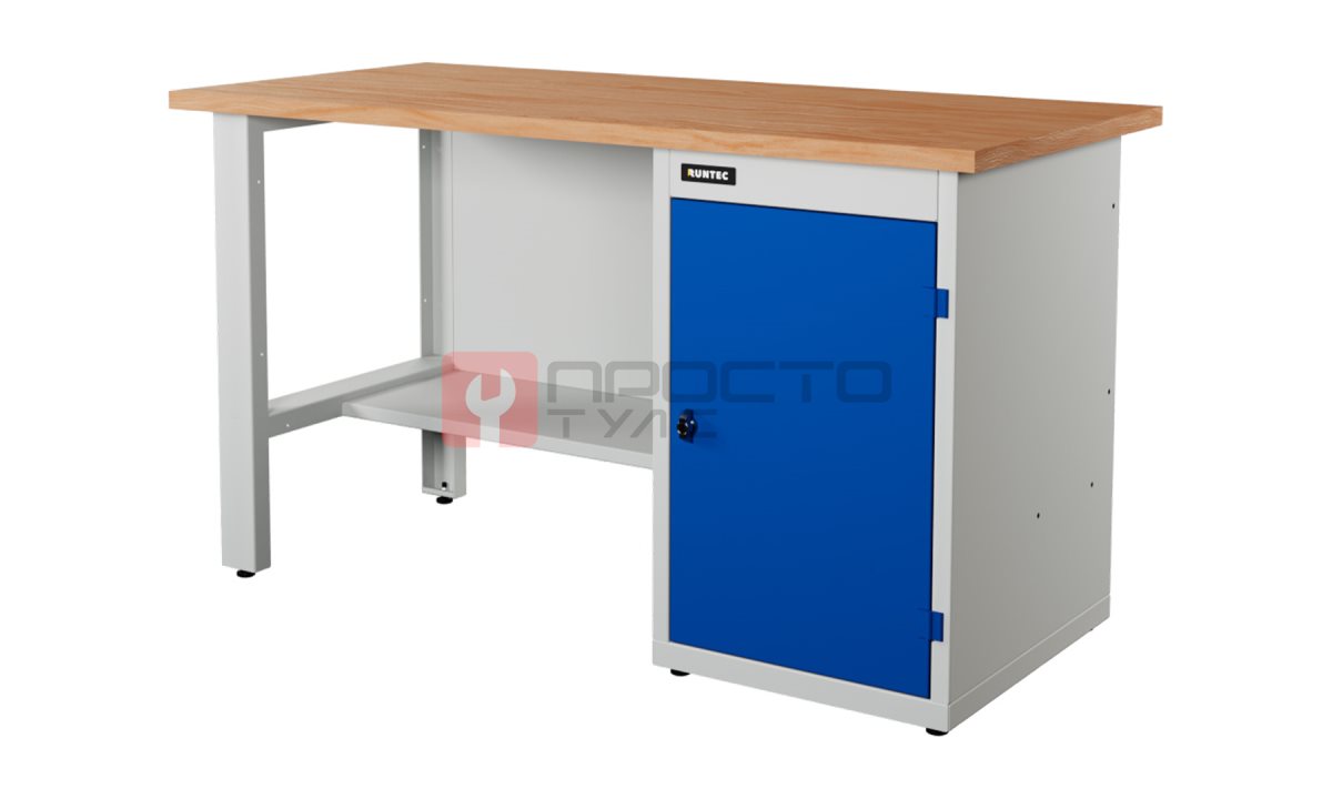  RUNTEC RTI15F-TI0-NI-5005(7035) Верстак серии Industrial, 1500 мм, фанера, тумба с дверью, синий (светло-серый) RAL 5005 (7035) (0)