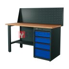  RUNTEC RTI15F-TI4-NI-P15-5005 Верстак серии Industrial, 1500 мм, фанера, тумба с 4-мя ящиками, экран 500, синий RAL 5005 мни (0)