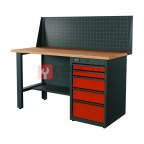  RUNTEC RTI15F-TI5-NI-P15-3020 Верстак серии Industrial, 1500 мм, фанера, тумба с 5-ю ящиками, экран 500, красный RAL 3020 мни (0)
