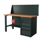  RUNTEC RTI15F-TI5-NI-P15-7016 Верстак серии Industrial, 1500 мм, фанера, тумба с 5-ю ящиками, экран 500, серый RAL 7016 мни (0)