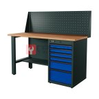  RUNTEC RTI15F-TI6-NI-P15-5005 Верстак серии Industrial, 1500 мм, фанера, тумба с 6-ю ящиками, экран 500, синий RAL 5005 мни (0)