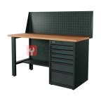  RUNTEC RTI15F-TI6-NI-P15-7016 Верстак серии Industrial, 1500 мм, фанера, тумба с 6-ю ящиками, экран 500, серый RAL 7016 мни (0)