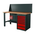  RUNTEC RTI15F-TI7-NI-P15-3020 Верстак серии Industrial, 1500 мм, фанера, тумба с 7-ю ящиками, экран 500, красный RAL 3020 мни (0)