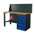  RUNTEC RTI15F-TI7-NI-P15-5005 Верстак серии Industrial, 1500 мм, фанера, тумба с 7-ю ящиками, экран 500, синий RAL 5005 мни (0)