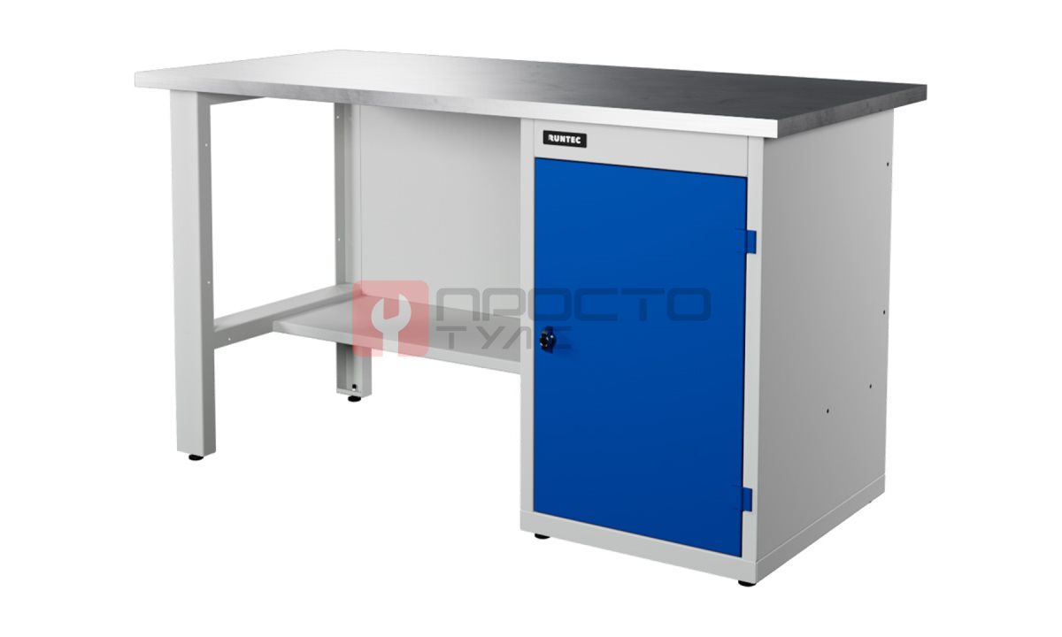  RUNTEC RTI15Z-TI0-NI-5005(7035) Верстак серии Industrial, 1500 мм, оцинк, тумба с дверью, синий (светло-серый) RAL 5005 (7035) (0)