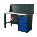  RUNTEC RTI15Z-TI4-NI-P15-5005 Верстак серии Industrial, 1500 мм, оцинк., тумба с 4-мя ящиками, экран 500, синий RAL 5005 мни (0)