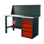  RUNTEC RTI15Z-TI5-NI-P15-3020 Верстак серии Industrial, 1500 мм, оцинк., тумба с 5-ю ящиками, экран 500, красный RAL 3020 мни (0)