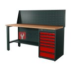  RUNTEC RTI17F-TI7-NI-P17-3020 Верстак серии Industrial, 1700 мм, фанера, тумба с 7-ю ящиками, экран 500, красный RAL 3020 мни (0)