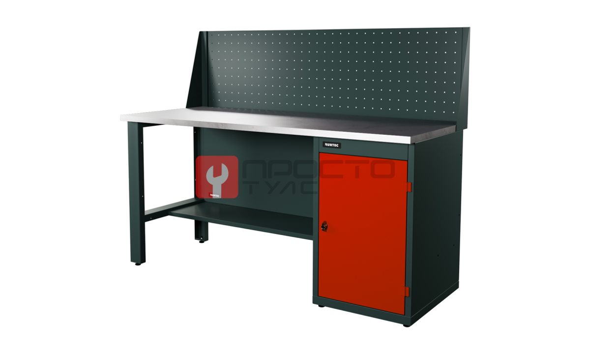  RUNTEC RTI17Z-TI0-NI-P17-3020 Верстак серии Industrial, 1700 мм, оцинк, тумба с дверью, экран 500, красный RAL 3020 (0)
