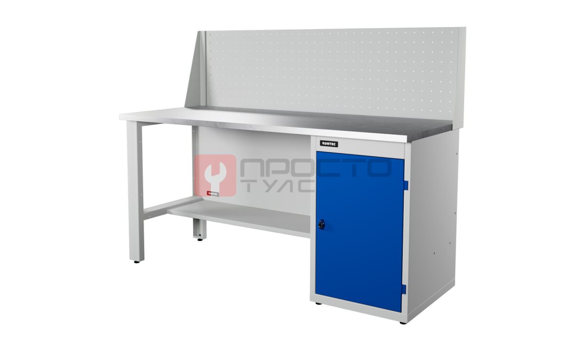  RUNTEC RTI17Z-TI0-NI-P17-5005(7035) Верстак серии Industrial, 1700 мм, оцинк, тумба с дверью, экран 500, синий (светло-серый) RAL 5005 (7035) (0)