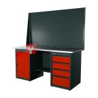  RUNTEC RTI17Z-TI0-TI4-P17-P17-3020 Верстак серии Industrial, 1700 мм, оцинк, тумба с дверью + тумба с 4-мя ящиками, экран 1000, красный RAL 3020 мни (0)