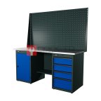 RUNTEC RTI17Z-TI0-TI4-P17-P17-5005 Верстак серии Industrial, 1700 мм, оцинк, тумба с дверью + тумба с 4-мя ящиками, экран 1000, синий RAL 5005 мни (0)