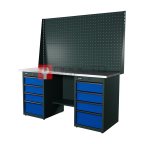  RUNTEC RTI17Z-TI4-TI4-P17-P17-5005 Верстак серии Industrial, 1700 мм, оцинк, тумба с 4-мя ящиками + тумба с 4-мя ящиками, экран 1000, синий RAL  мни (0)