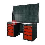  RUNTEC RTI17Z-TI5-TI5-P17-P17-3020 Верстак серии Industrial, 1700 мм, оцинк, тумба с 5-ю ящиками + тумба с 5-ю ящиками, экран 1000, красный RAL  мни (0)