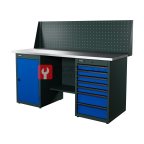  RUNTEC RTI17Z-TI7-TI0-P17-5005 Верстак серии Industrial, 1700 мм, оцинк, тумба с 7-ю ящиками + тумба с дверью, экран 500, синий RAL 5005 мни (0)