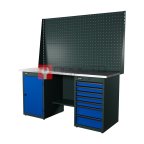  RUNTEC RTI17Z-TI7-TI0-P17-P17-5005 Верстак серии Industrial, 1700 мм, оцинк, тумба с 7-ю ящиками + тумба с дверью, экран 1000, синий RAL 5005 мни (0)