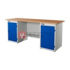  RUNTEC RTI20F-TI0-TI0-5005(7035) Верстак серии Industrial, 2000 мм, фанера, тумба с дверью + тумба с дверью, синий (светло-серый) RAL 5005 (7035 мни (0)