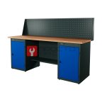  RUNTEC RTI20F-TI0-TI0-P20-5005 Верстак серии Industrial, 2000 мм, фанера, тумба с дверью + тумба с дверью, экран 500, синий RAL 5005 мни (0)